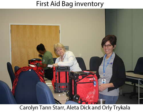  First Aid Bag inventory – Carolyn Tann Starr, Aleta Dick and Orly Trykala