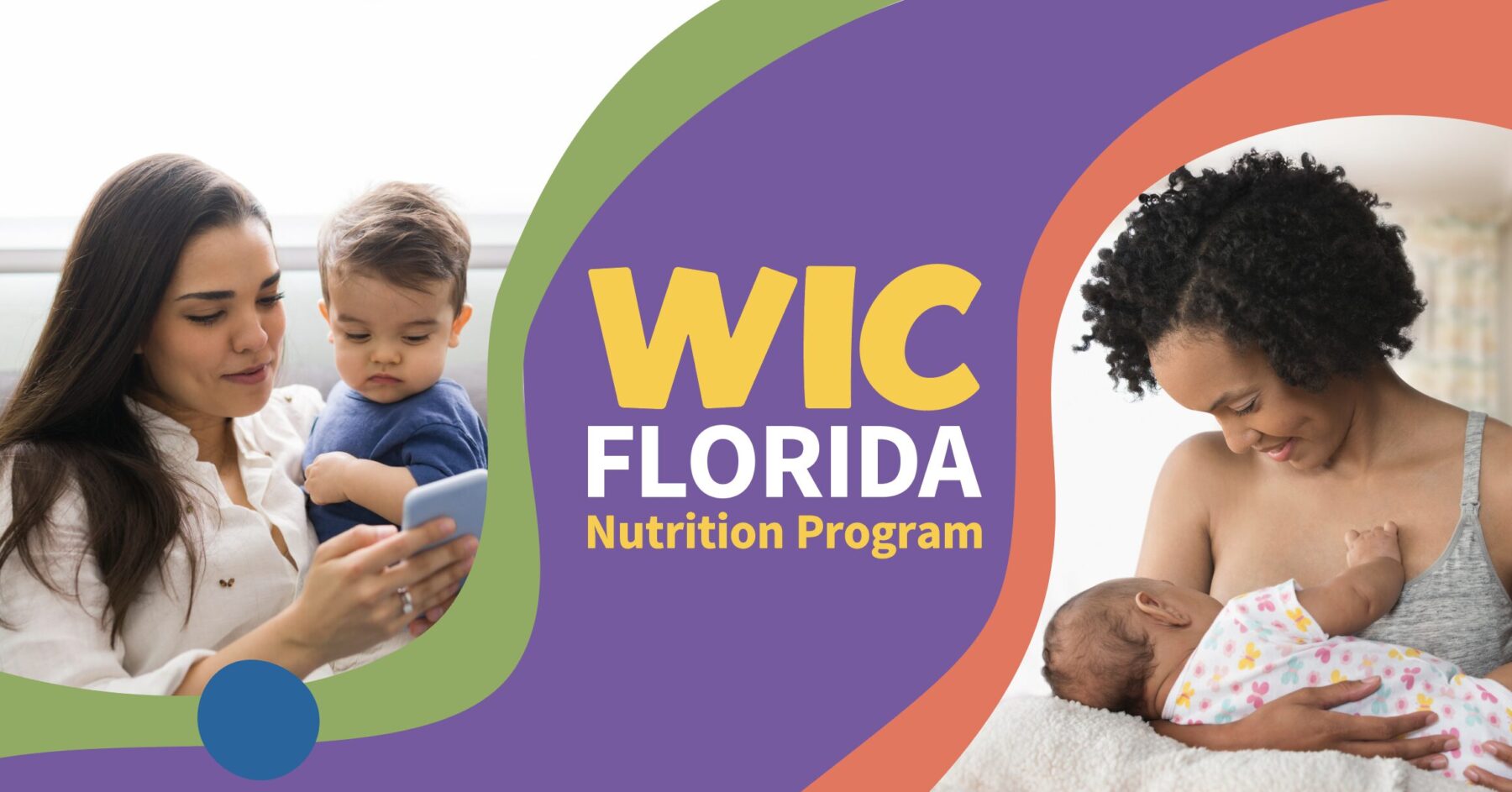 Image with breastfeeding moms with text "WIC Florida Nutrition Program"