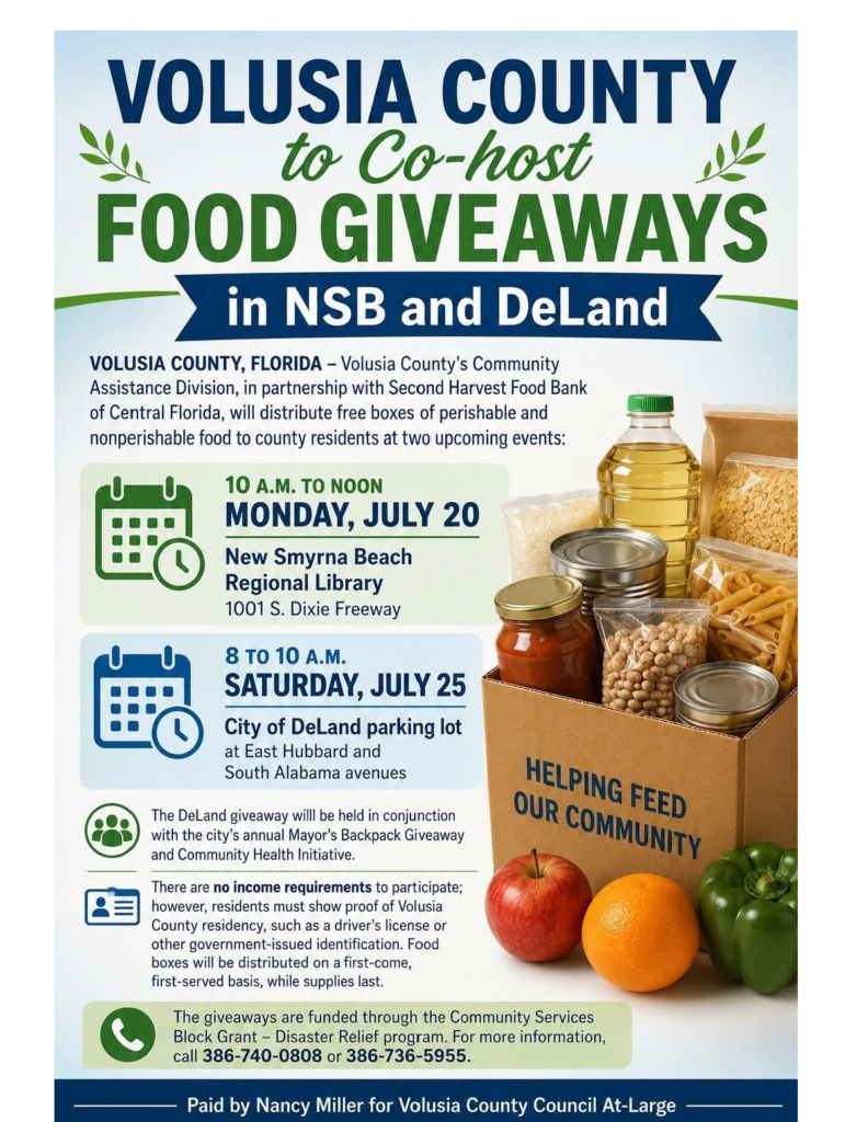 Volusia Food Giveaway flyer