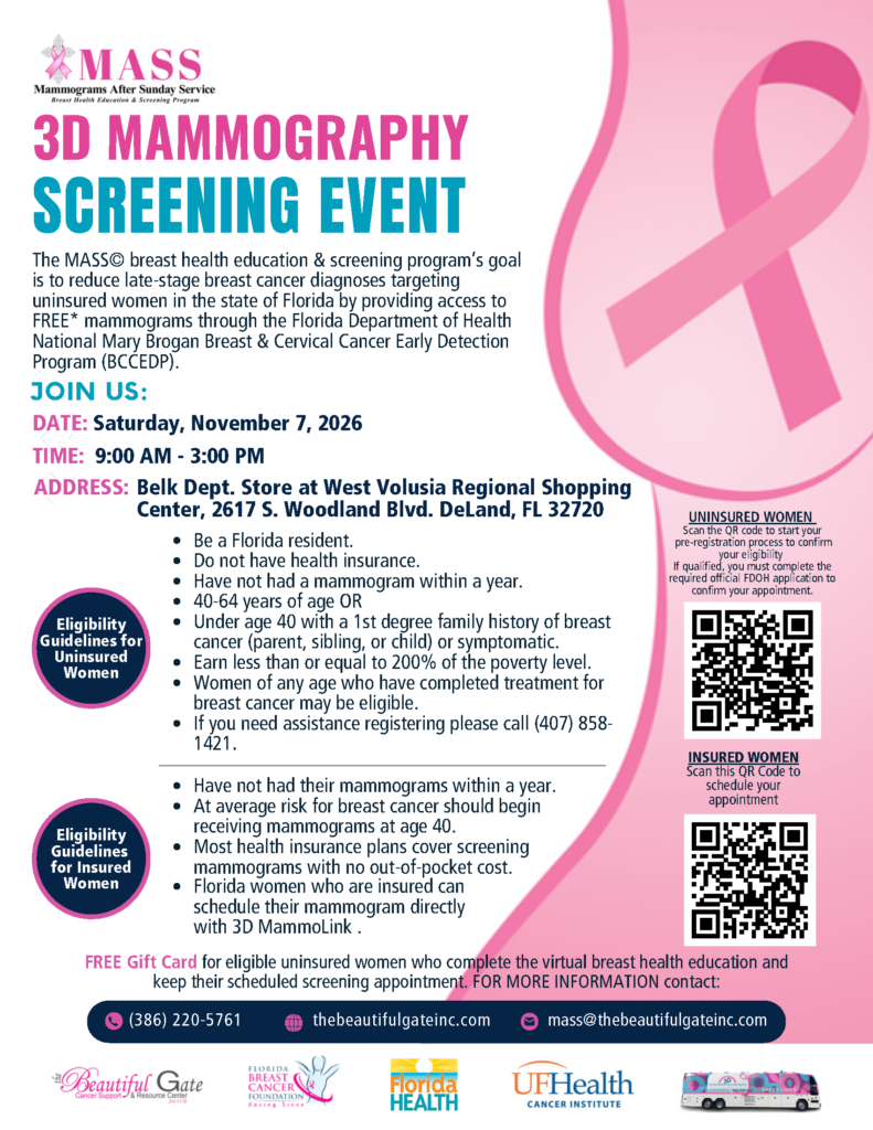 Flyer for MASS 3D Mammography Screening Event